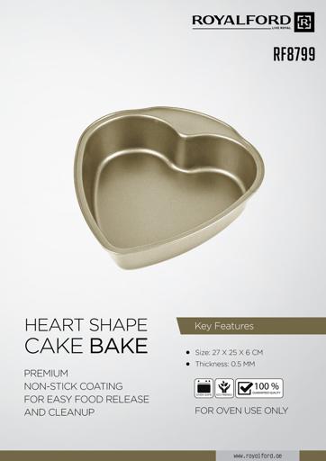 display image 13 for product Royalford RF8799 Heart Shape Cake Baking Tin, 27X25X6Cm, 0.5Mm, Shaped Baking Pan, Non-Stick Heart Shaped Bake