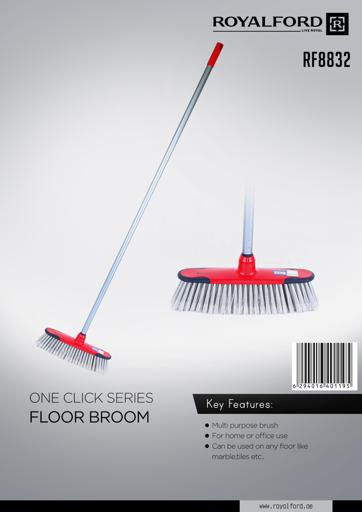 display image 15 for product Royalford One Click Series Long Floor Broom - Upright Long Handle Broom With Synthetic Stiff Bristle