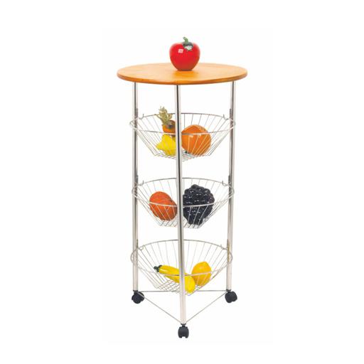 display image 0 for product 3 Tier Fruit Basket - Stainless Steel Kitchen Cart Trolley with Locking Wheels Large Capacity Fruit Bowls Wired Fruit Vegetable Bowl Basket | Modern Kitchen Countertop Storage Stand