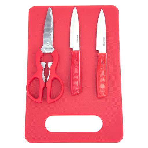 display image 7 for product Royalford Kitchen Knife Set 4 Pc - Includes 2 Knife Set With Cutting Board And A Scissor - All-In-One