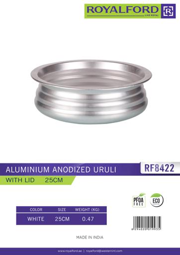 display image 1 for product 25CM Alumin. Anodized Uruli Lid - Cooking Pot - Serving Pot - Indian Cooking Pot with Lid - Multipurpose Pot