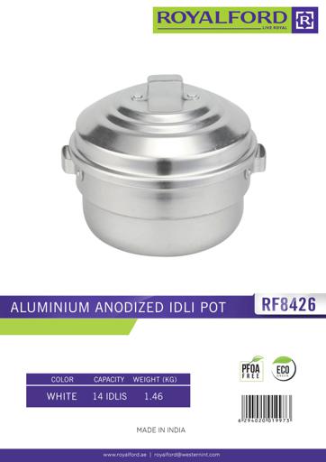 display image 1 for product Royalford Aluminium Anodized Idli Pot - Idli Cooker, Idli Boiler, Idli Steamer, Idli Maker - 14 Idli