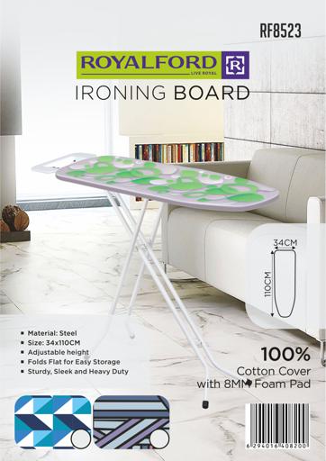 display image 34 for product Royalford 110 X 34 Cm Ironing Board With Steam Iron Rest, Heat Resistant, Contemporary Lightweight