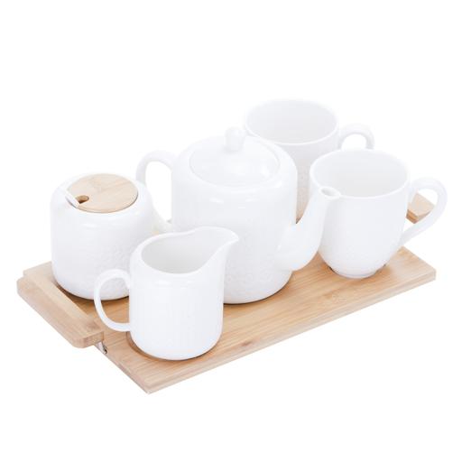 display image 6 for product Royalford 6Pcs Porcelain Tea Set – Includes 2 Tea Cups, 1 Teapot, 1 Canister, 1 Milk/Cream Pot