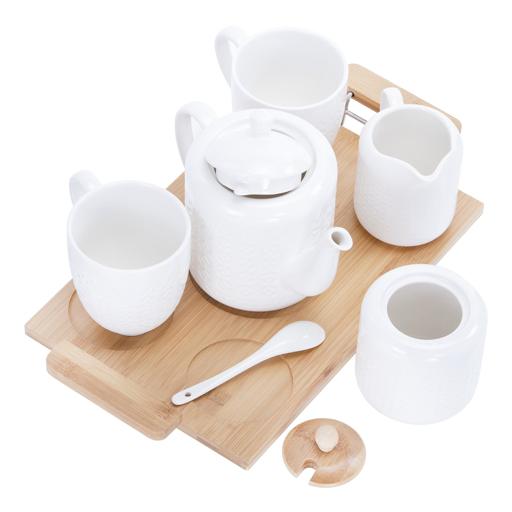 display image 7 for product Royalford 6Pcs Porcelain Tea Set – Includes 2 Tea Cups, 1 Teapot, 1 Canister, 1 Milk/Cream Pot