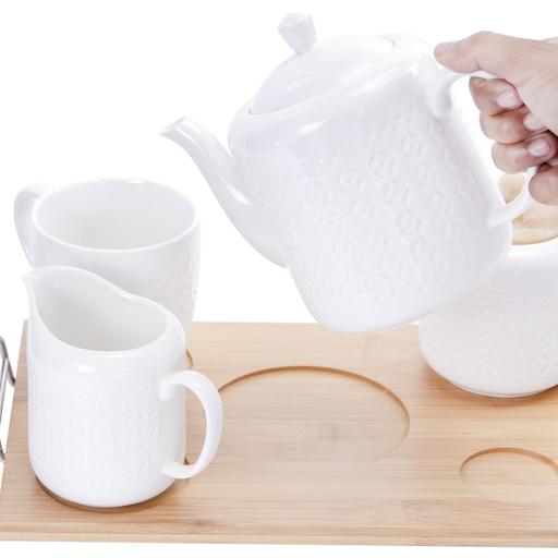 display image 8 for product Royalford 6Pcs Porcelain Tea Set – Includes 2 Tea Cups, 1 Teapot, 1 Canister, 1 Milk/Cream Pot