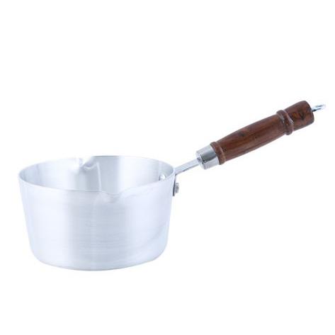 High Quality Aluminium Milk Cooking Sauce Pan Heavy Duty Pot Wooden Handle