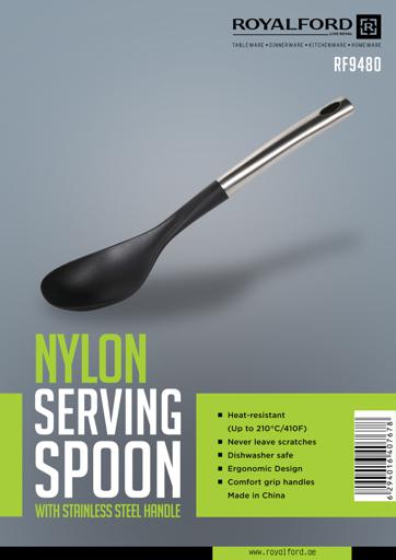 display image 10 for product Royalford Nylon Serving With Stainless Steel Handle - Cooking Spoon With Soft Grip Handle - Dinner