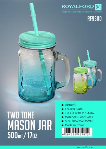 500ml MASON JAR WITH HANDLE AND STRAW IN CADDY DRINKING GLASS JAR