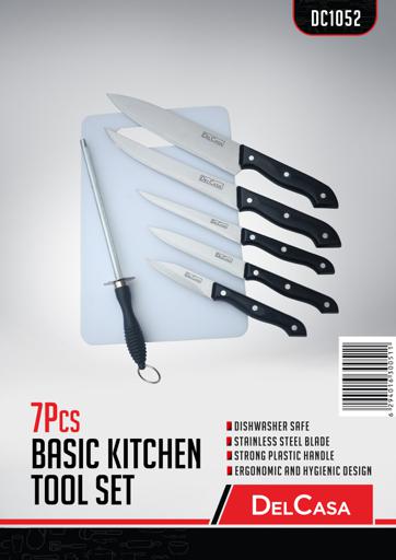 display image 9 for product Delcasa 7 Pcs Basic Kitchen Knife Set - Stainless Steel 5 Kitchen Knives Along With Knife Sharpener