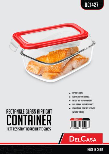 display image 8 for product Delcasa 400Ml Brs Rectangle Glass Airtight Container