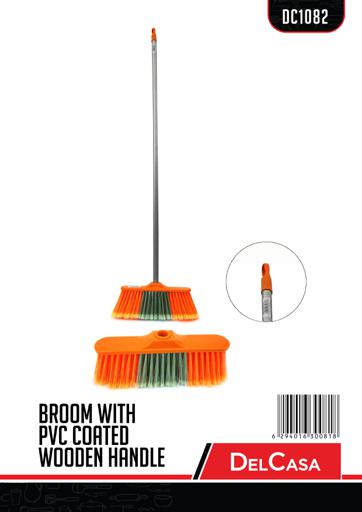 display image 8 for product Delcasa Broom With Pvc Coated Wooden Handle - Indoor Sweeping Broom Brush - The Perfect Indoor
