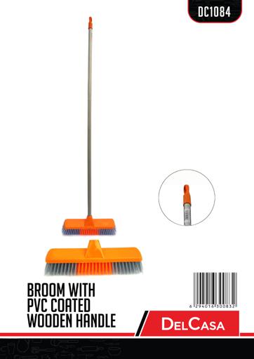 display image 10 for product Delcasa Broom With Pvc Coated Wooden Handle - Indoor Sweeping Broom Brush - The Perfect Indoor