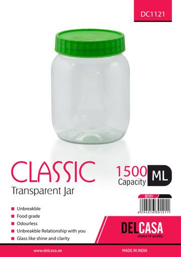 display image 8 for product Delcasa 1500Ml Round Storage Jar - Air-Proof Glass Like Jar - Healthier Choice, Maximum Freshness