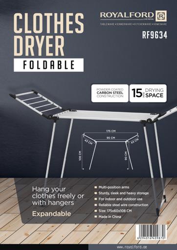 display image 7 for product Royalford Foldable Cloth Dryer 175Cm*108Cm - Portable Multi-Position Arms Space Laundry Durable