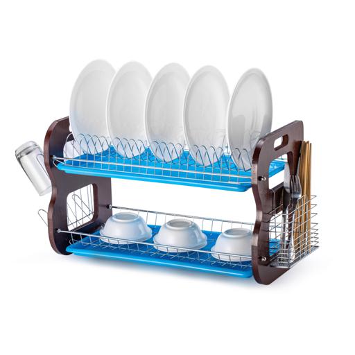 2 Tier Kitchen Dish Drying Rack Sturdy Plastic Dish Drainer with Utensil  Holder