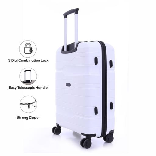 display image 3 for product PARA JOHN Novo 3 Pcs Trolley Luggage Set, White