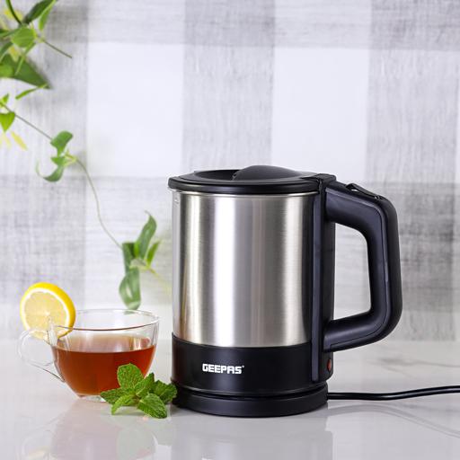 display image 1 for product Geepas GK5418 1350W Travel Electric Kettle - Stainless Steel Housing, Boil-Dry & Overheat Protection |Boiler for Hot Water, Tea & Coffee | 1.0L | 2 Year Warranty