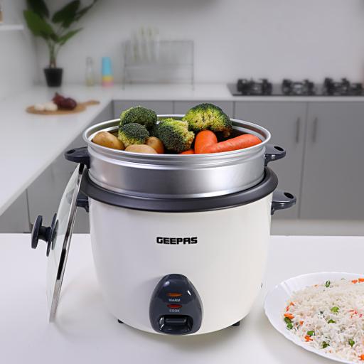 display image 3 for product Geepas GRC4325 1L Electric Rice Cooker  -Cook/Warm/Steam, High-Temperature Protection - Make Rice & Steam Healthy Food & Vegetables | 2 Year Warranty