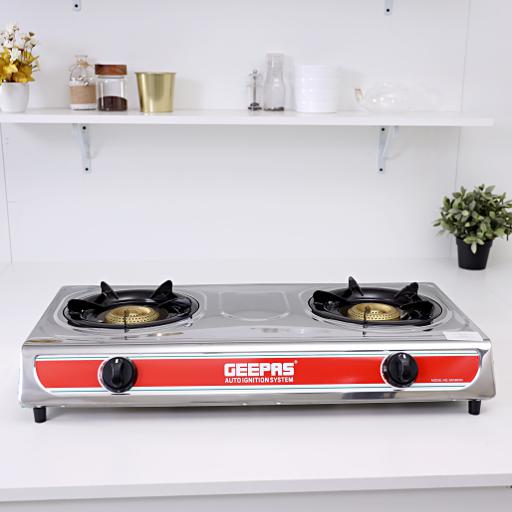 display image 1 for product Stainless Steel Gas Stove with Automatic Ignition System & Energy Efficient Burners  GK5605 Geepas