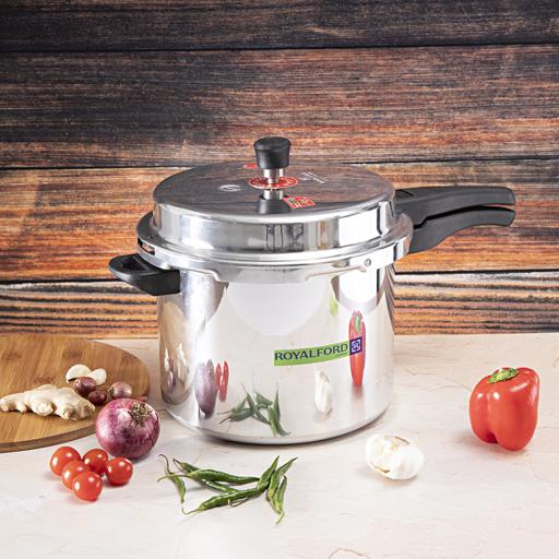 display image 1 for product Royalford 10L Aluminium Induction Base Pressure Cooker - Lightweight & Durable Cooker With Lid, Cool