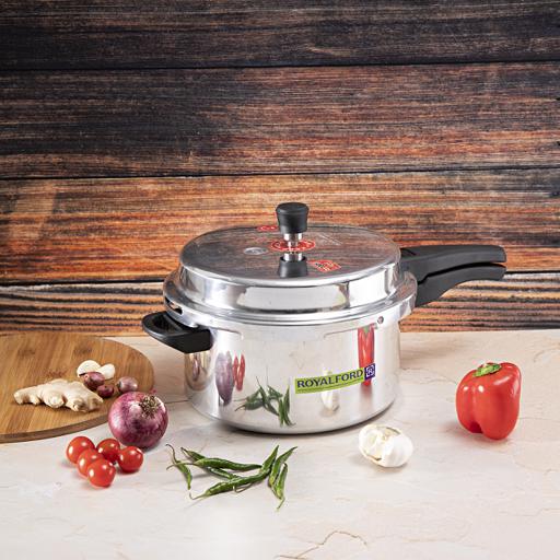 Royalford 5L Stainless Steel Pressure Cooker - Comfortable Handle