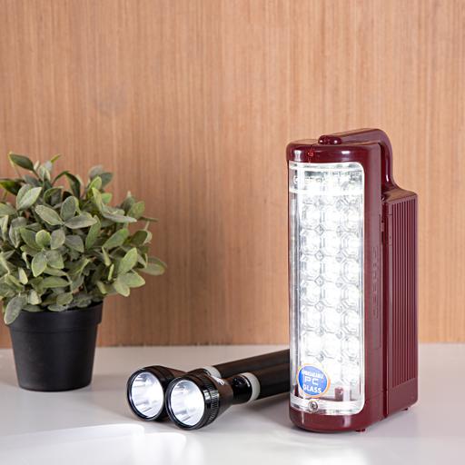 display image 2 for product Geepas Rechargeable LED Lantern & 2Pcs Torch |Emergency Lantern with Light Dimmer Function | 24 Pcs Super Bright LEDs|Ideal for Outings, Trekking, Campaigning and more
