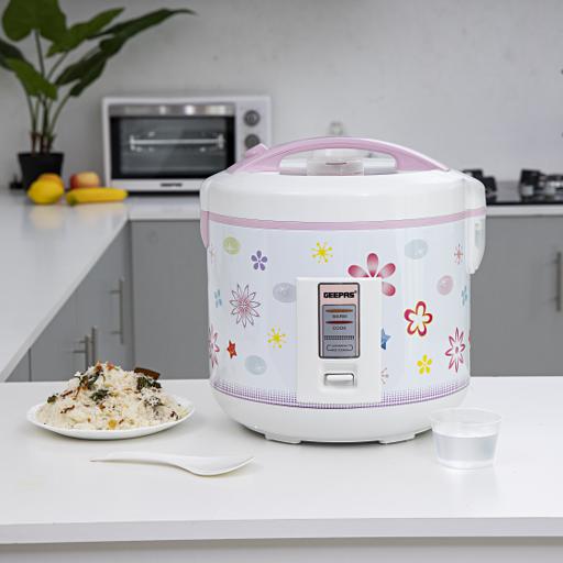 display image 1 for product Geepas GRC4331 3.2L Electric Rice Cooker 1250W - Non-Stick Inner Pot, |Cook/Steam/Keep Warm Function | Make Rice & Steam Healthy Food & Vegetables