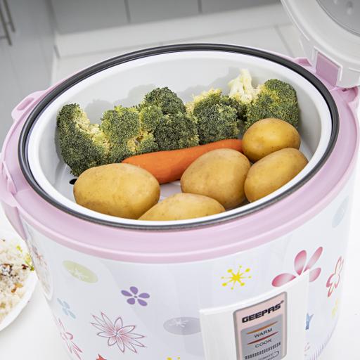 display image 2 for product Geepas GRC4331 3.2L Electric Rice Cooker 1250W - Non-Stick Inner Pot, |Cook/Steam/Keep Warm Function | Make Rice & Steam Healthy Food & Vegetables