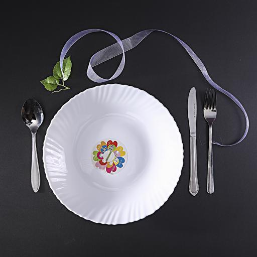 display image 3 for product Royalford 10.5" Opal Ware Spin Dinner Plate - Soup Deep Plate Pasta Plate