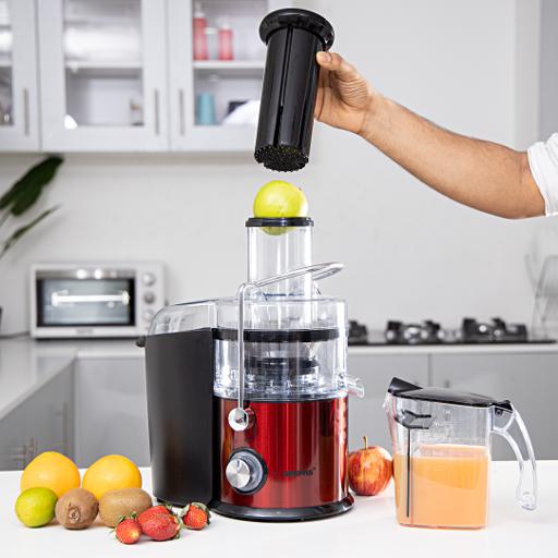 display image 2 for product Geepas GJE5437 800W Centrifugal Juicer - 2.2 L Pulp Container Machine Juice Extractor with 75MM Wide Mouth | 2 Speed, Stainless Steel Body, Non-Slip Feet