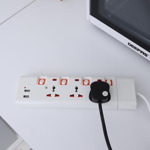 display image 3 for product Geepas 3 Way Extension Socket with 2 USB Port - 4 Led Indicators with Power Switches | Extra Long 3m Cord, Over Current Protected | Ideal for All Electronic Devices 