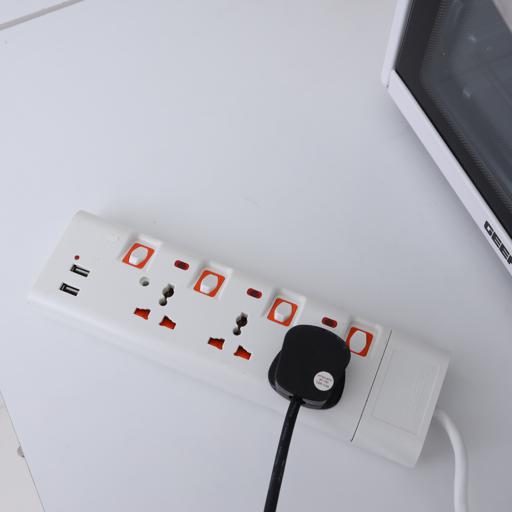 display image 6 for product Geepas 3 Way Extension Socket with 2 USB Port - 4 Led Indicators with Power Switches | Extra Long 3m Cord, Over Current Protected | Ideal for All Electronic Devices 