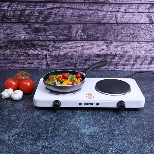 display image 4 for product Electric Double Hot Plate with Auto-Thermostat, GHP32014 | Portable Electric Hob with Overheat Protection for Home, Camping & Caravan Cooking