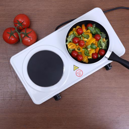 display image 2 for product Electric Double Hot Plate with Auto-Thermostat, GHP32014 | Portable Electric Hob with Overheat Protection for Home, Camping & Caravan Cooking