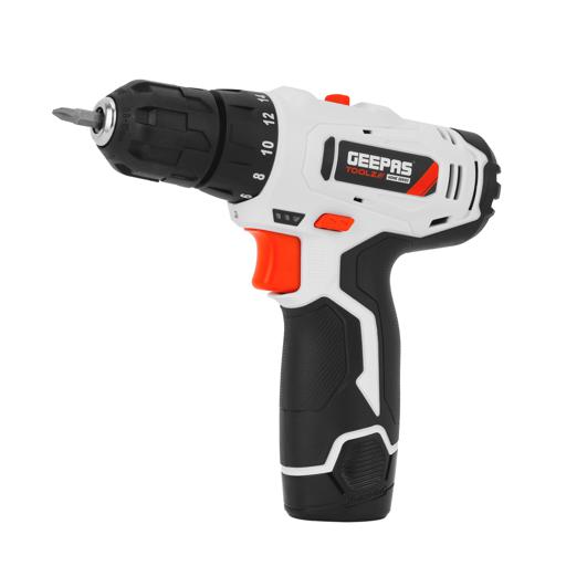 display image 1 for product Geepas 12V Cordless Percussion Drill - Hammer Function, Screwdriver with 13 Pcs Drill, 15+1 Torque Setting | No Speed Load 0-550RPM | 1 Year Warranty