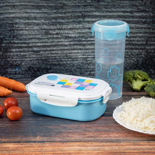 display image 1 for product Lunch Box with Water Bottle - Portable Design Perfect Lock with Seal System to Avoid Spillage | Travel Safe | Compact lids with High Grip Clips | Ideal for Office, Picnic, Outings & More