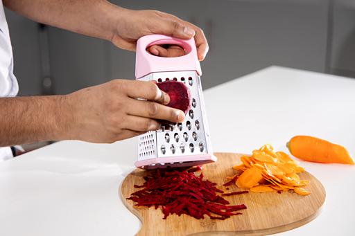 display image 3 for product Stainless Steel Hexagon Grater, DC1171 | 6 Side Grate, Slice And Zest | Sharp Blade & Easy Grip Handle | Best For Parmesan Cheese, Vegetables, Ginger