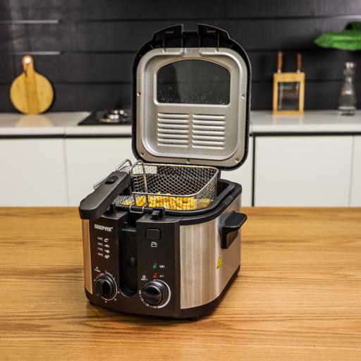 display image 1 for product Geepas GDF36014 Deep Fryer - Adjustable Temperature 130-190 with 30 Minute Timer & Indicator Light | Non-Stick Inner Pot | Perfect for French Fries, Chicken Wings