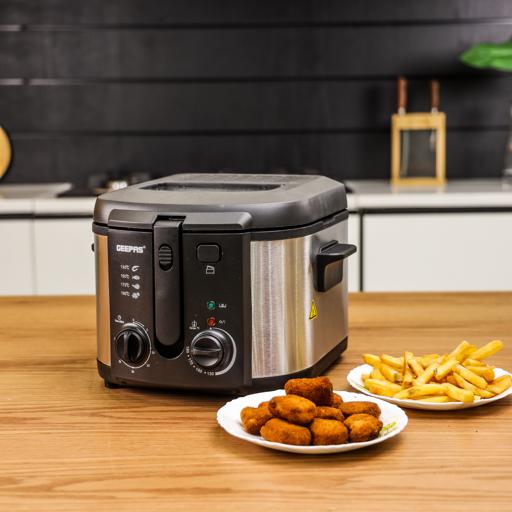 display image 2 for product Geepas GDF36014 Deep Fryer - Adjustable Temperature 130-190 with 30 Minute Timer & Indicator Light | Non-Stick Inner Pot | Perfect for French Fries, Chicken Wings