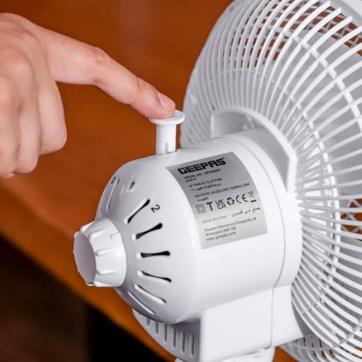 display image 6 for product 2-in-1 Desk Fan, Clip Fan with Oscillation, GF9626N | Safety Grill | Plastic Clip Fan with 3 Blades | 30W Powerful Motor | Ideal for Home, Office, Etc