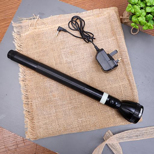 display image 4 for product Geepas Rechargeable LED Flashlight 363mm -  Portable Torch | Charge Multiple Times, 6 Hours Working with 1900 mAh  Battery | Ideal for Walk, Camps, Trekking & More