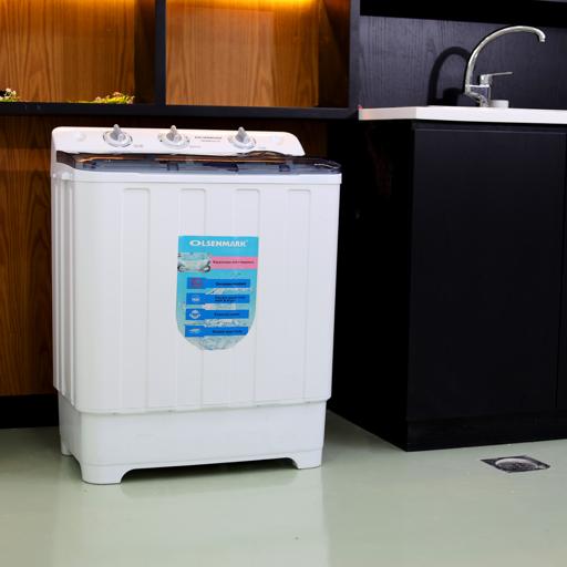 display image 2 for product Olsenmark Twin Tub Semi Automatic Washing Machine, 8Kg - Double Water Inlet Wash & Dryer - Spinning