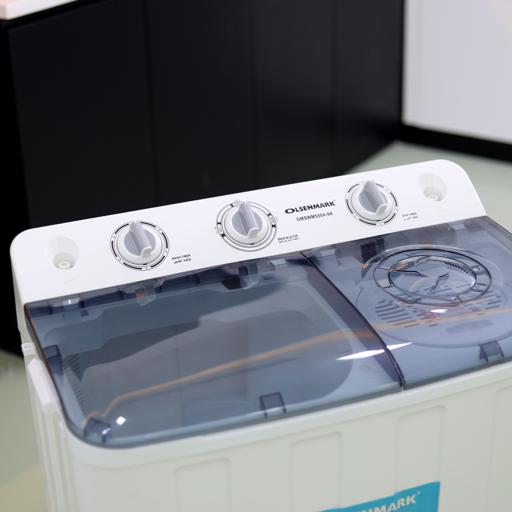 display image 1 for product Olsenmark Twin Tub Semi Automatic Washing Machine, 8Kg - Double Water Inlet Wash & Dryer - Spinning