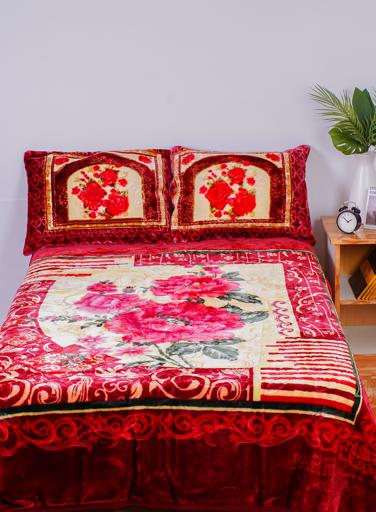 PARA JOHN Cool Floral Bordered Double 2 Ply Soft And Warm Embossed Blanket 200*240 Cm,Soft And Warm hero image
