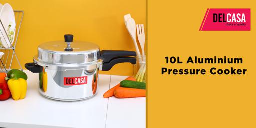 display image 6 for product Delcasa 10L Aluminium Pressure Cooker - Lightweight & Durable Home Kitchen Pressure Cooker With Lid