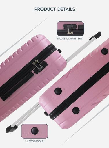 display image 1 for product 3-Piece Hard side ABS Luggage Trolley Set 20/24/28 Inch Pink