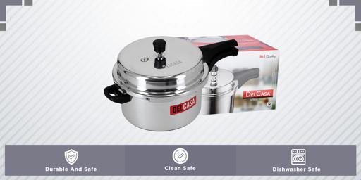 display image 7 for product Delcasa 10L Aluminium Pressure Cooker - Lightweight & Durable Home Kitchen Pressure Cooker With Lid