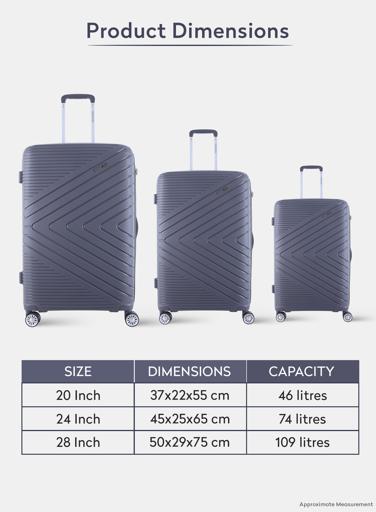 display image 4 for product PARA JOHN Bricks 3 Pcs Trolley Luggage Set, Grey