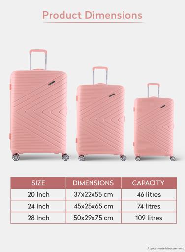 display image 4 for product Parajohn PJTR3149 Bricks 3 Pcs Trolley Luggage Set, Red